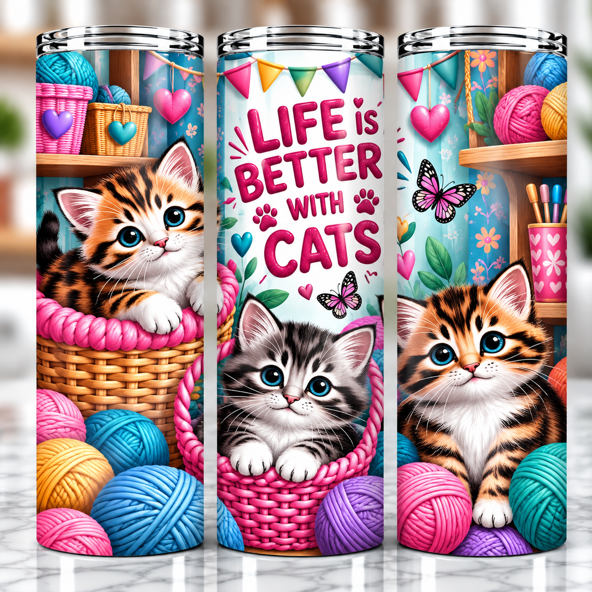 Life is better with cats Tumbler