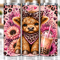 Leopard Bow Highland Cow Tumbler