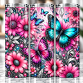Pink Daisy Butterfly Tumbler