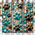 Teal Glitter Dog Paw Tumbler