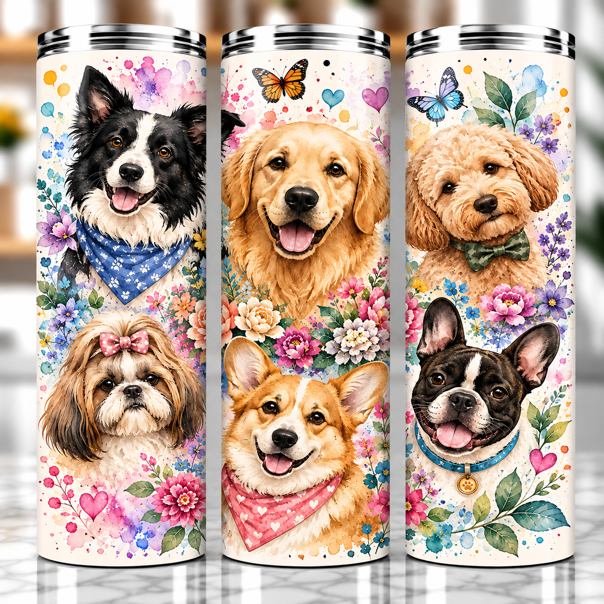 Dog Lover Floral Tumbler